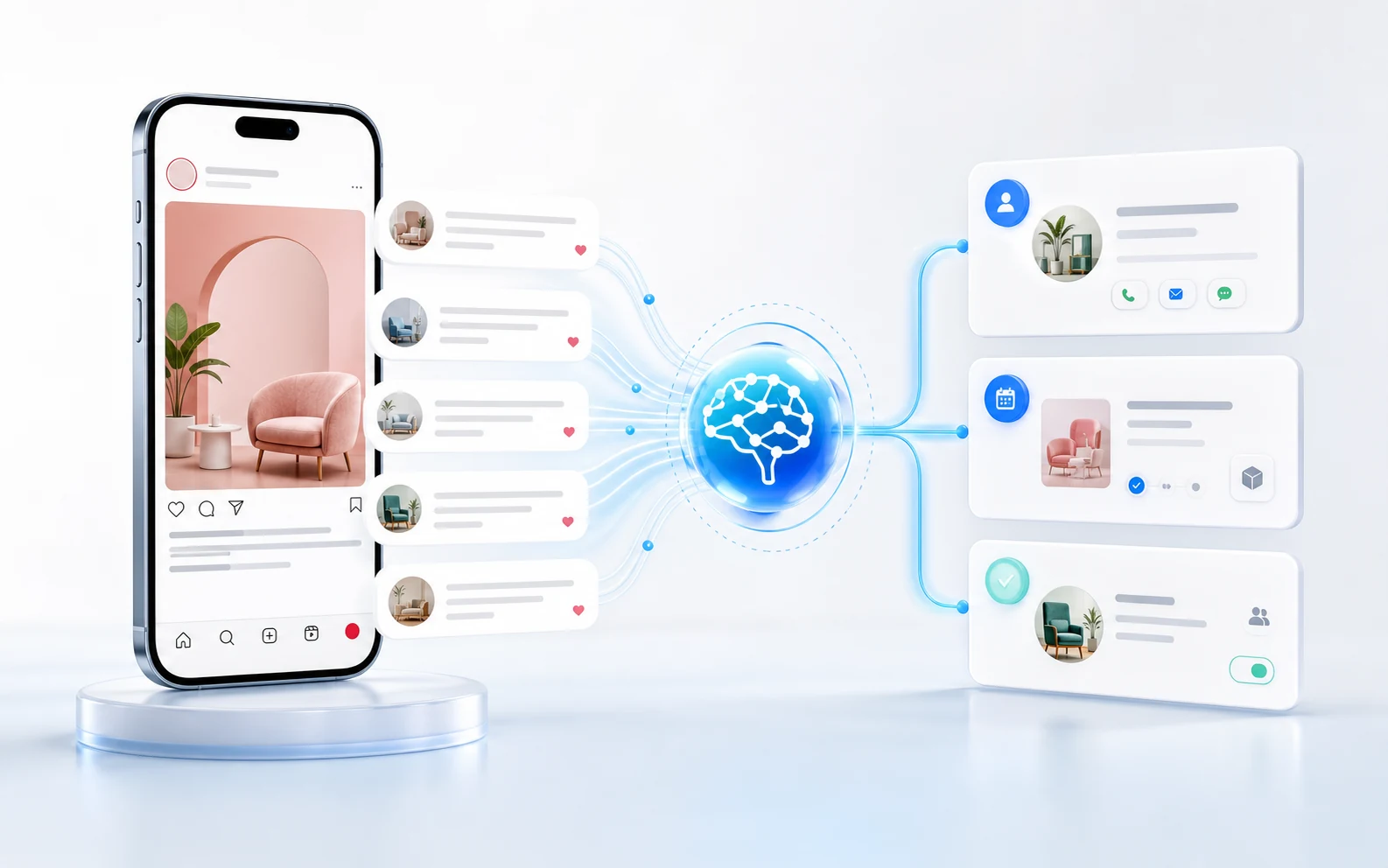 Комментарии Instagram проходят через AI и становятся клиентом, записью и задачей CRM SABSUS
