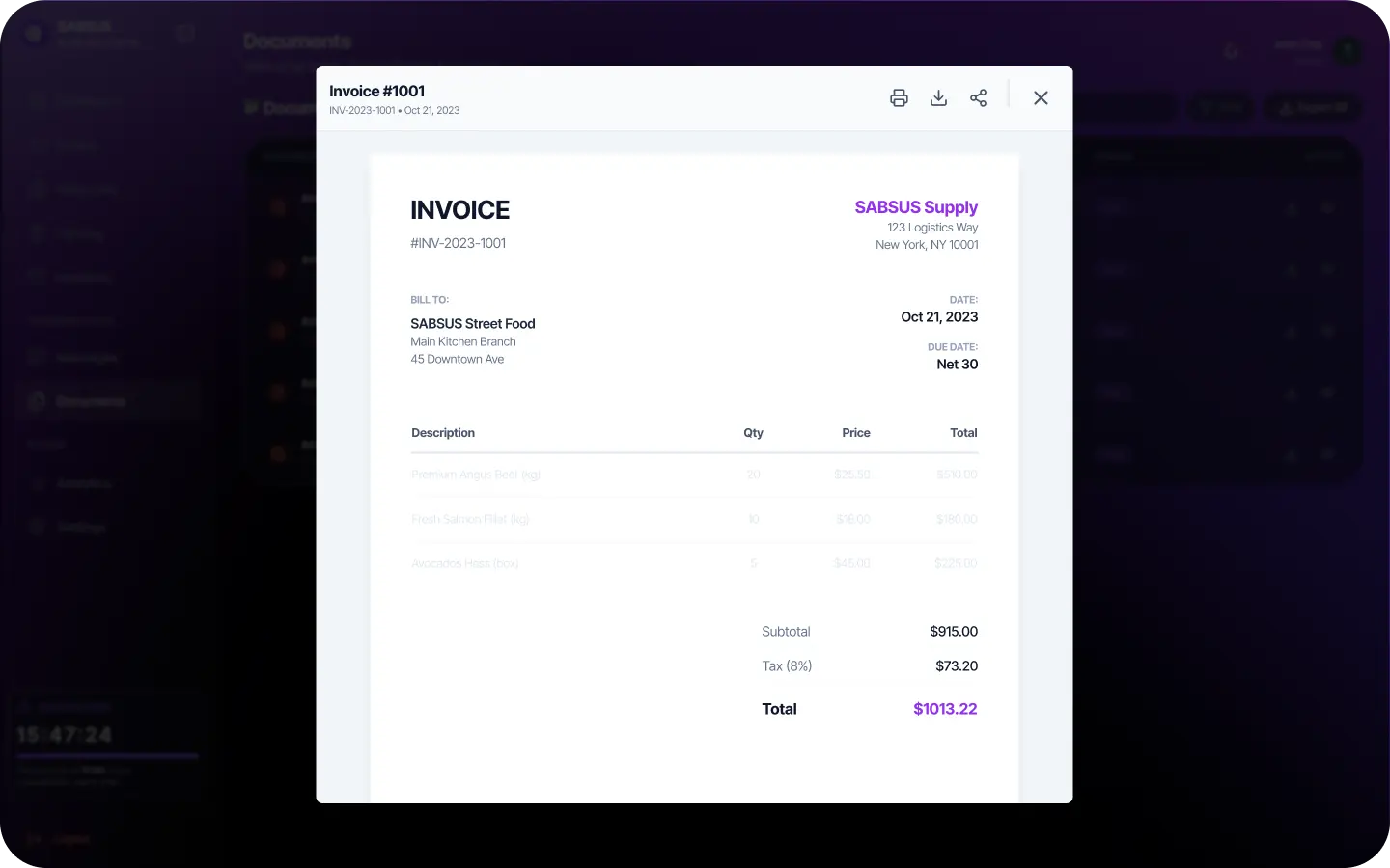 SABSUS supplier invoices documents and payments