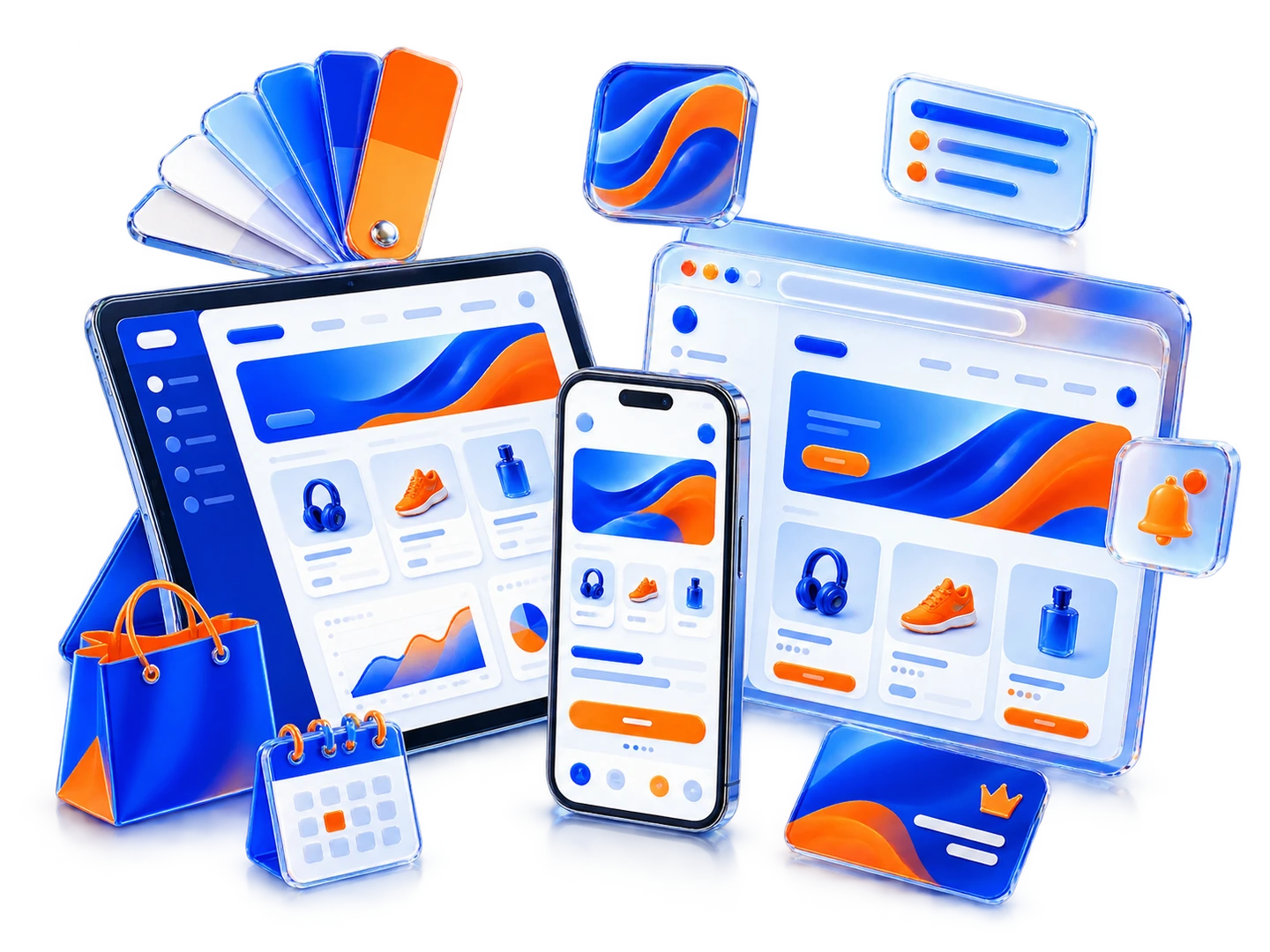 White Label платформа SABSUS на web, iOS и Android с цветовой палитрой бренда